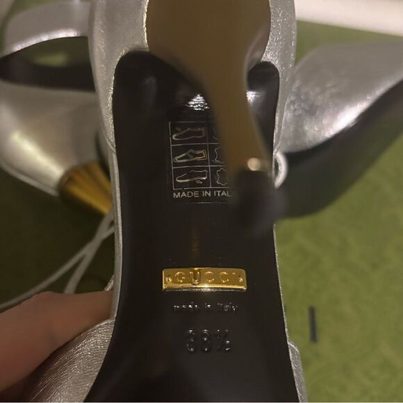 GUCCI PRISCILLA 105 METALLIC LEATHER PUMPS size 38.5 BRAND NEW IN BOX - Picture 15 of 15